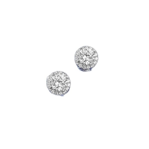 Classic round halo stud earrings featuring sparkling cubic zirconia in a silver finish