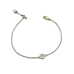 Bracelet bulles en argent S925 plaqué or avec diamant 6mm et fermoir mousqueton