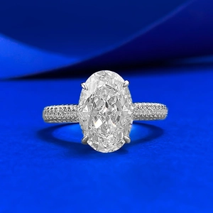 925 Sterling Silver Oval Ice Cut Ring For Women Classic Pigeon Egg Shiny Rhinestone Pavé Engagement Wedding Fashion Jewelry Gift