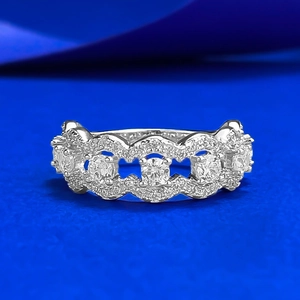 925 Sterling Silver Double Layer Lace Wavy Ring For Women Sparkling Rhinestone Inlaid Stackable Wedding Jewelry Finger Ring