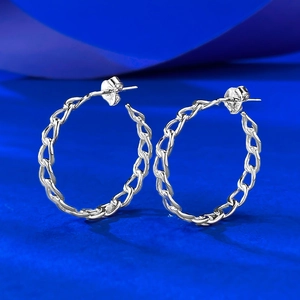Fashion S925 Sterling Silver Geometric Hollow Hoop Earrings For Women Minimalist Mesh Surface Rhinestone Inlaid Ear Jewelry Accessory