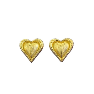 Minimalist S925 silver gold-plated heart studs with elegant brushed textured finish