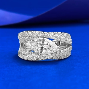 925 Sterling Silver Marquise Cut Rhinestone Ring For Women Luxury Intertwined Band Engagement Wedding Party Jewelry Gift