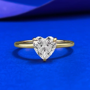925 Sterling Silver Heart Shaped Rhinestone Ring Gold Plated Heart Engagement Wedding Ring For Women Romantic Fashion Jewelry