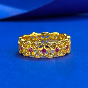 Vintage 925 Sterlingsilber Hohlmünze Ring Vergoldet Strass Eingelegter Ring Schmuck Für Damen Party Alltag