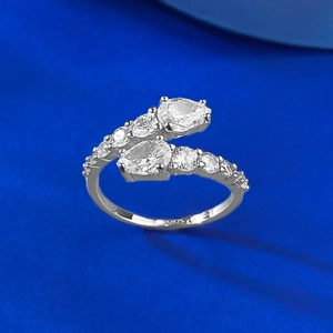 Macro shot of S925 sterling silver stamp on a luxury snake-shaped diamond ring