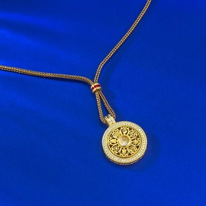S925 silver Chinese compass necklace with moonstone and woven brown cord