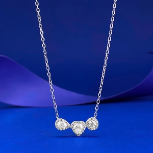 925 Sterling Silver Moissanite Pendant Necklace Mixed Shape Heart Round Stones Silver Chain Fashion Jewelry For Women