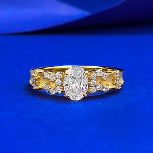 S925 Sterling Silver Gilded Oval Rhinestone Ring For Women Vintage Elegant Pigeon Egg Style Geometric Finger Ring Jewelry Gift