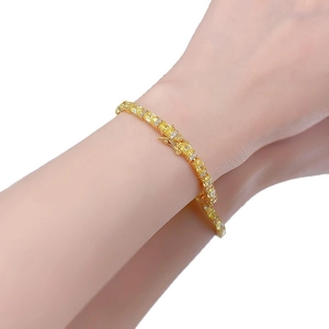 Elegantes vergoldetes S925 Silber Tennisarmband mit ovalen gelben Edelsteinen und Diamanten