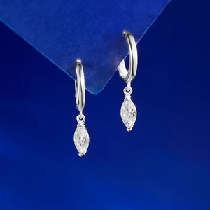 Boucles d'Oreilles Créoles en Argent Sterling 925 Avec Strass Taille Marquise Pour Femmes Mode Géométrique en Forme de U Bijoux