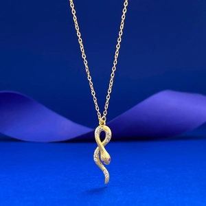 Collier Pendentif Serpent en Argent Sterling S925 pour Femme Plaqué Or Incrusté de Strass Bijoux Animaux Brossé Cadeau