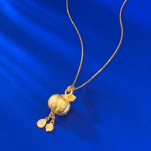 Collier en argent S925 doré avec pendentif citrouille givré et zircons scintillants