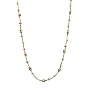 Exquisite S925 sterling silver gold beaded necklace with multifaceted shimmering spheres