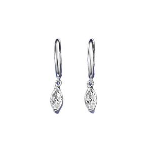 Boucles d'oreilles créoles classiques en argent 925 avec cristal marquise