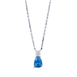 Collier élégant en argent S925 avec pendentif en pierre bleue en forme de poire d'eau