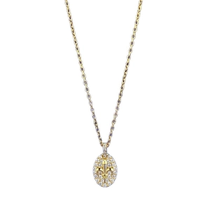 Collier en argent S925 plaqué or avec pendentif iris rétro et halo de cristaux brillants