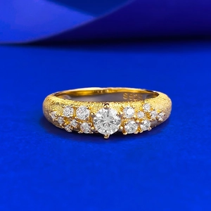 925 Sterling Silver Brushed Texture Starry Ring Luxurious Rhinestone Inlaid Gold Silver Plated Elegant Minimalist Women Jewelry Ring