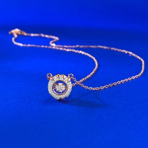 Collana con Ciondolo a Cuore Danzante in Argento Sterling 925 per Donna Placcato in Oro Rosa Strass Tondo Gioielli