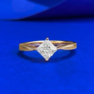 925 Sterling Silver Princess Cut Rhinestone Ring For Women Champagne Gold Square Inlaid Fashion Jewelry Wedding Finger Ring