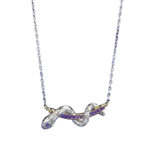 Elegante S925 Silber Schlangenkette mit lila Edelsteinen und funkelnden weißen Zirkonia