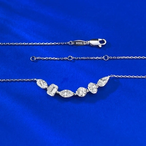 S925 sterling silver necklace with multi-shape stones pendant in a smile design
