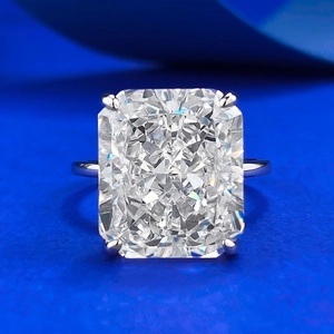 925 Sterling Silver Radiant Cut Ice Flower Rhinestone Ring Luxurious Clear Gemstone Geometry Ring For Women Fashion Jewelry