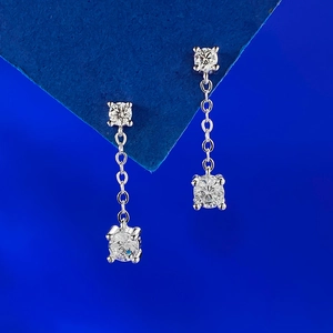 Orecchini a Goccia con Nappa Lunga in Argento Sterling 925 per Donna Semplice Moda Geometrica Tonda con Strass Intarsiato Gioielli
