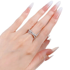 Elegant S925 sterling silver triple layer wrap ring with sparkling cubic zirconia pavé