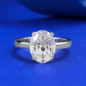925 Sterling Silver Oval Cut Large Rhinestone Inlaid Ring For Women Fashion Jewelry Wedding Banquet Engagement Finger Ring