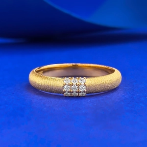 S925 Sterling Silver Brushed Gold Ring For Women Vintage Minimalist Rhinestone Inlaid Narrow Band Ring Fashion Jewelry Gift