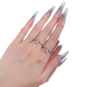 Minimalist S925 sterling silver emerald cut rings in gold and silver finish for women