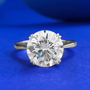 Classic 925 Sterling Silver 10mm Round Cut Rhinestone Solitaire Engagement Ring For Women Wedding Party Jewelry