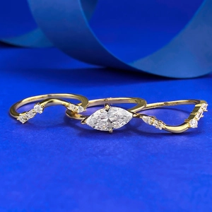 S925 silver gold-plated ring set with marquise cut stone and S925 engraving detail