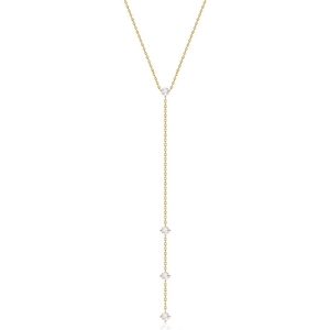 Elegante goldene S925 Silber Y-Halskette mit vier funkelnden Zirkonia-Anhängern am Stab