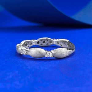 Brushed S925 sterling silver ribbon ring with sparkling marquise modules and zircon accents