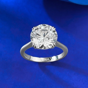 Detailed close-up of S925 sterling silver hallmark inside the classic six-prong ring