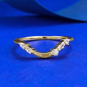 Luxurious S925 silver gold plated ring with marquise and multi-shape crystals