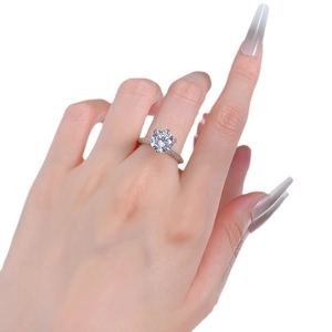 Bague couronne en argent S925 avec diamant rond de 9mm et anneau serti de brillants