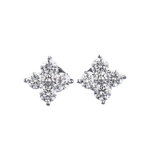 S925 sterling silver four-leaf clover stud earrings featuring brilliant white diamonds
