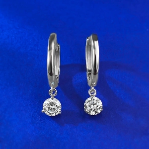 Boucles d'Oreilles Créoles Huggie en Argent Sterling 925 pour Homme Femme Classique Taille Ronde Strass Boucles d'Oreilles Bijoux Cadeau