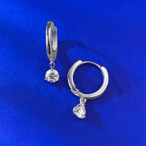 Boucles d'oreilles créoles S925 en argent sterling avec pendentifs en zircone cubique