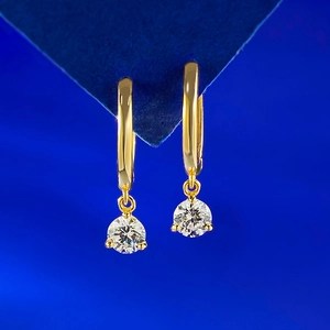 Classic S925 silver gold-plated drop earrings featuring round cut sparkling cubic zirconia