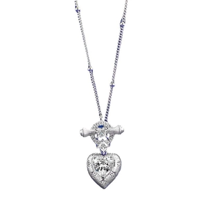 Elegant S925 silver necklace featuring a large heart-shaped crystal pendant on a white background