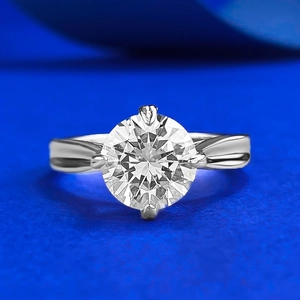 Classique Bague Solitaire en Argent Sterling 925 avec Strass Blanc Rond pour Femme Fiançailles Mariage Bijoux de Mode