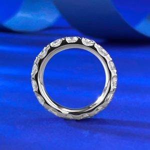 Classic S925 sterling silver eternity ring with 4mm round-cut cubic zirconia stones