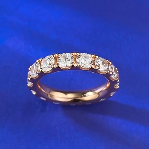 Eternity ring in rose gold finish with 4mm round-cut shimmering zircon stones