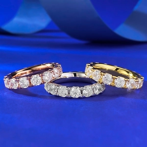 Three S925 sterling silver eternity rings with 4.0mm round crystals in gold and rose gold