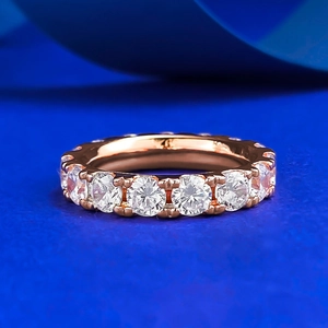 Rose gold S925 sterling silver eternity ring with 4mm round-cut sparkling cubic zirconia
