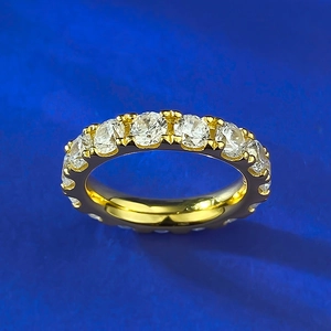 Elegant gold S925 sterling silver eternity ring with 4mm round-cut CZ pavé setting